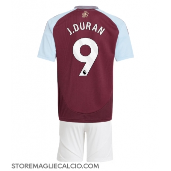 Aston Villa Jhon Duran #9 Maglia Gara Casa Repliche 2024-25 Bambino Maniche Corte